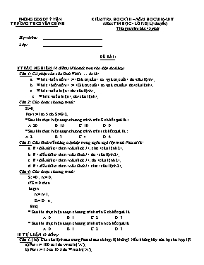 Đề kiểm tra học kì II Tin học lớp 8 - Năm học 2016-2017